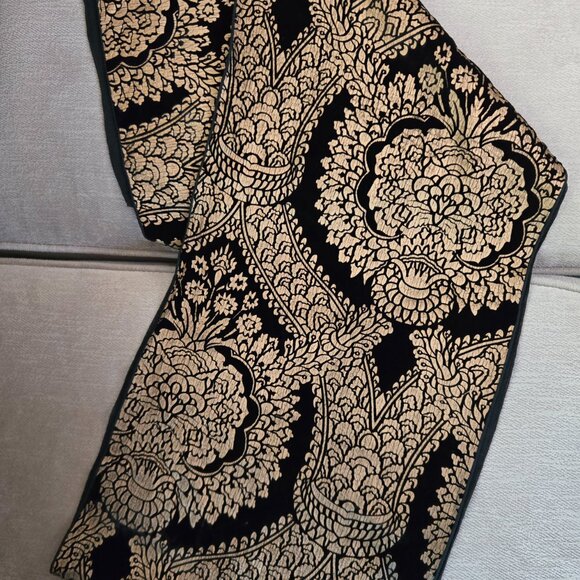 Dana Herbert Black and Gold Floral Medallion Scarf - Picture 3 of 6